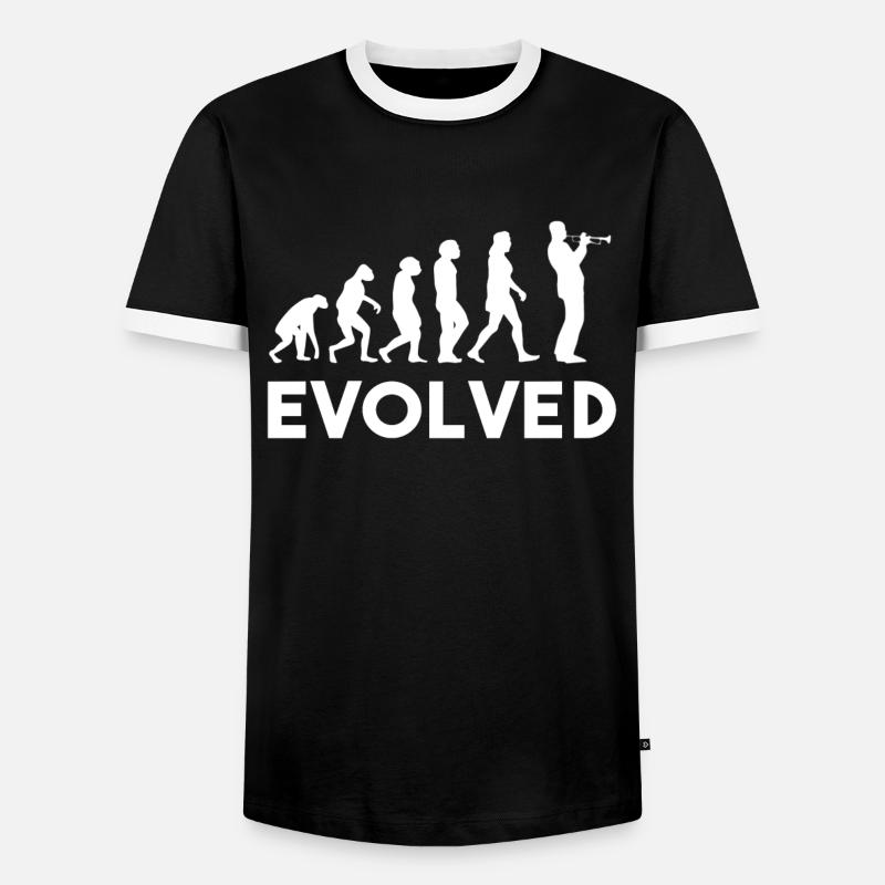 Trompete Evolution - Männer Kontrast-T-Shirt - Schwarz/Weiß