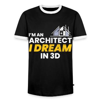 Architect 3D Dream Construction Architecture Funny - Men's Ringer Shirt - black/white - Front - AI Model Female 172 light (172cm) & AI Model Male 178 light (178cm)
