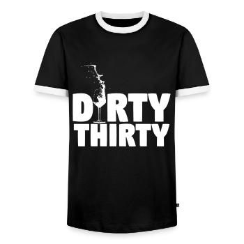 Dirty thirty! - Männer Kontrast-T-Shirt - Schwarz/Weiß - Vorne - AI Model Female 172 light (172cm) & AI Model Male 178 light (178cm)