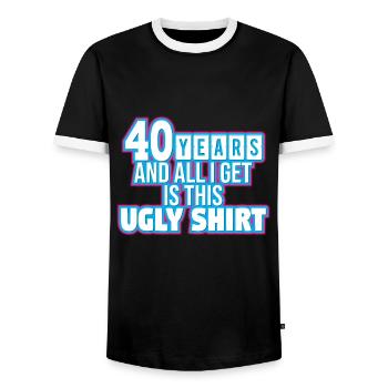40 years and that's all? 40th birthday - Men's Ringer Shirt - black/white - Front - AI Model Female 172 light (172cm) & AI Model Male 178 light (178cm)