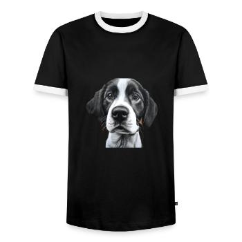 dog - Männer Kontrast-T-Shirt - Schwarz/Weiß - Vorne - AI Model Female 172 light (172cm) & AI Model Male 178 light (178cm)