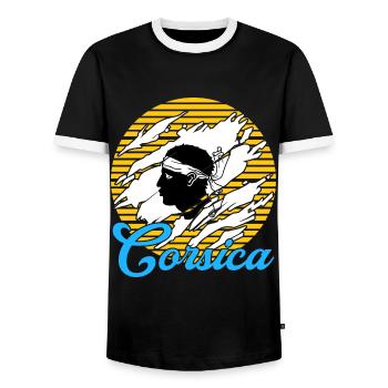 Corsica Camper - Men's Ringer Shirt - black/white - Front - AI Model Female 172 light (172cm) & AI Model Male 178 light (178cm)