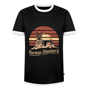 German Shepherd - Men's Ringer Shirt - black/white - Front - AI Model Female 172 light (172cm) & AI Model Male 178 light (178cm)