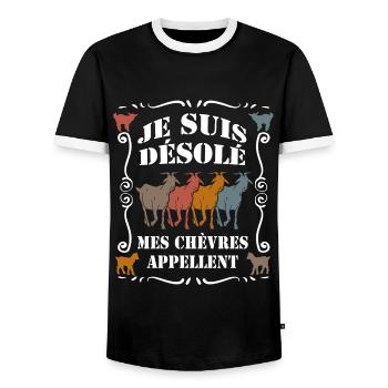 Je suis désolé mes chèvres appellent - T-shirt contrasté Homme - noir/blanc - Devant - AI Model Female 172 light (172cm) & AI Model Male 178 light (178cm)