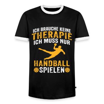 Ich muss nur Handball spielen - Männer Kontrast-T-Shirt - Schwarz/Weiß - Vorne - AI Model Female 172 light (172cm) & AI Model Male 178 light (178cm)