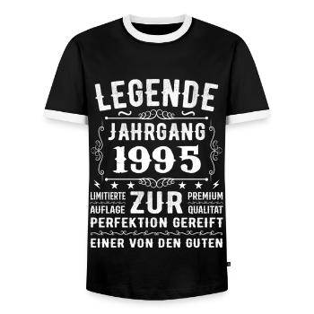 Legend - Millésime 1995 - Affiné à la perfection - T-shirt contrasté Homme - noir/blanc - Devant - AI Model Female 172 light (172cm) & AI Model Male 178 light (178cm)