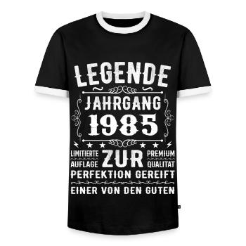 Légende - Millésime 1985 - Affiné à la perfection - T-shirt contrasté Homme - noir/blanc - Devant - AI Model Female 172 light (172cm) & AI Model Male 178 light (178cm)