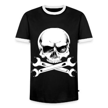 Mécanicien à visser Logo Skull - T-shirt contrasté Homme - noir/blanc - Devant - AI Model Female 172 light (172cm) & AI Model Male 178 light (178cm)