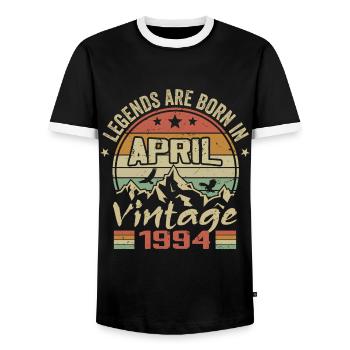 Né En Avril 1994 Vintage - Cadeau Avril 1994 - T-shirt contrasté Homme - noir/blanc - Devant - AI Model Female 172 light (172cm) & AI Model Male 178 light (178cm)