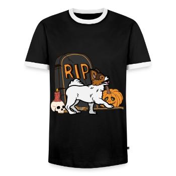 Süßer Papillon Halloween Kostüm Hund - Männer Kontrast-T-Shirt - Schwarz/Weiß - Vorne - AI Model Female 172 light (172cm) & AI Model Male 178 light (178cm)