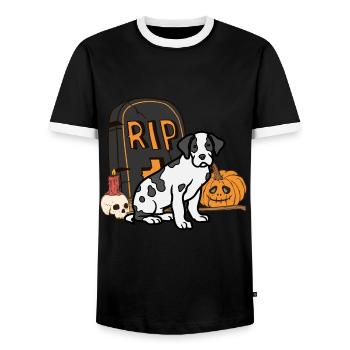 Mignon Grand Danois Halloween Costume Chien - T-shirt contrasté Homme - noir/blanc - Devant - AI Model Female 172 light (172cm) & AI Model Male 178 light (178cm)