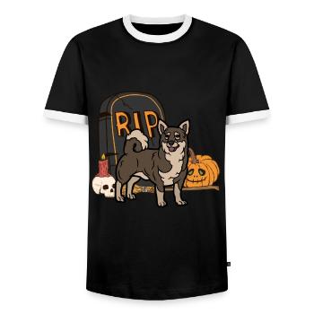 Mignon chien suédois Vallhund Halloween Costume - T-shirt contrasté Homme - noir/blanc - Devant - AI Model Female 172 light (172cm) & AI Model Male 178 light (178cm)