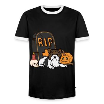 Cute Biewer Terrier Halloween Kawaii - Men's Ringer Shirt - black/white - Front - AI Model Female 172 light (172cm) & AI Model Male 178 light (178cm)
