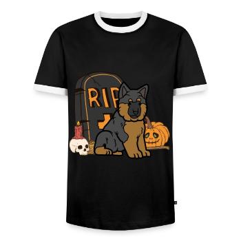 Mignon berger allemand Halloween Costume Chien - T-shirt contrasté Homme - noir/blanc - Devant - AI Model Female 172 light (172cm) & AI Model Male 178 light (178cm)