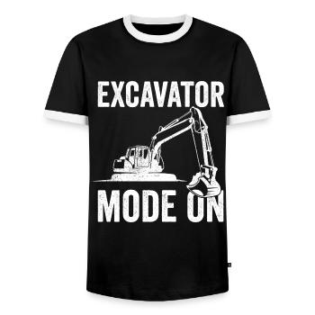 Excavator Construction Worker - Men's Ringer Shirt - black/white - Front - AI Model Female 172 light (172cm) & AI Model Male 178 light (178cm)
