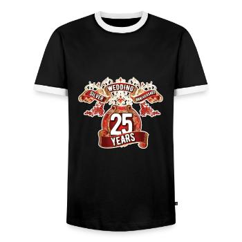 25 ans - Mariage argenté - T-shirt contrasté Homme - noir/blanc - Devant - AI Model Female 172 light (172cm) & AI Model Male 178 light (178cm)
