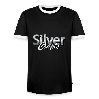 Silver pair - Men's Ringer Shirt - black/white - Front - AI Model Female 172 light (172cm) & AI Model Male 178 light (178cm)
