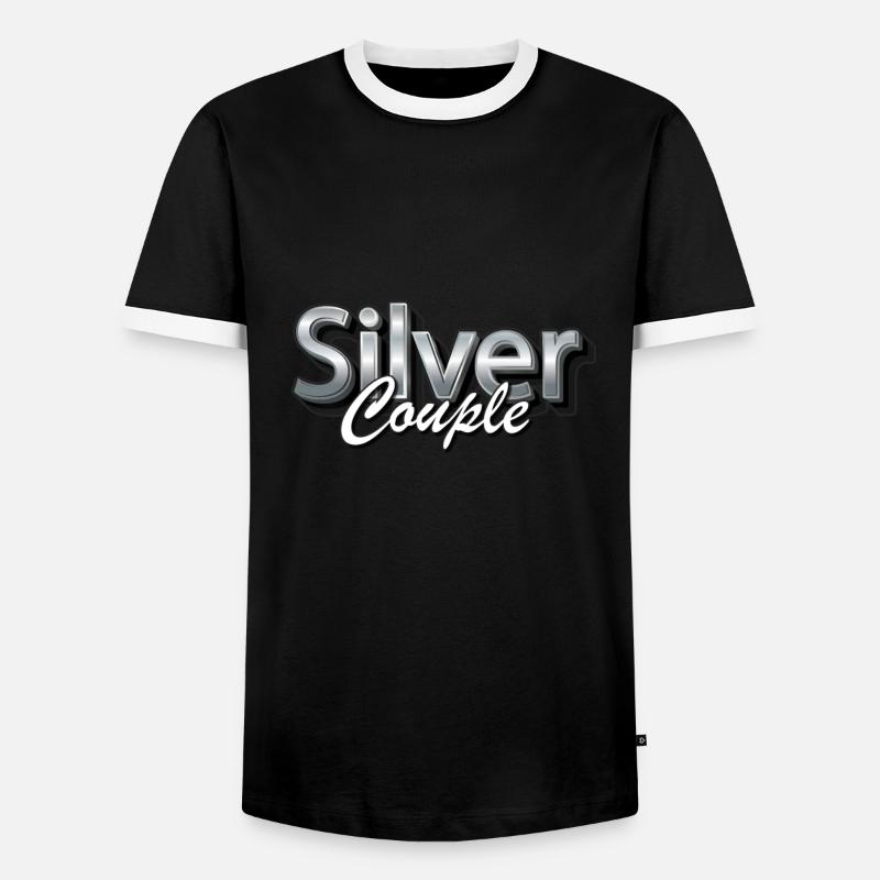 Silberpaar - Männer Kontrast-T-Shirt - Schwarz/Weiß