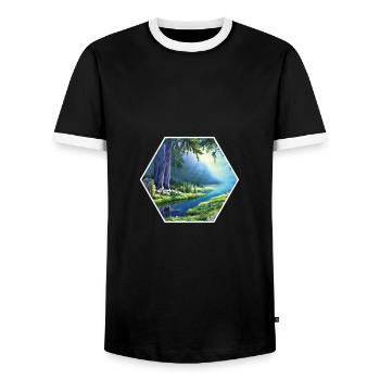 Natur - Männer Kontrast-T-Shirt - Schwarz/Weiß - Vorne - AI Model Female 172 light (172cm) & AI Model Male 178 light (178cm)