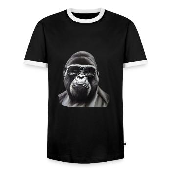Cool gorilla - Men's Ringer Shirt - black/white - Front - AI Model Female 172 light (172cm) & AI Model Male 178 light (178cm)