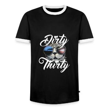 Die dreckigen Dreißig - Männer Kontrast-T-Shirt - Schwarz/Weiß - Vorne - AI Model Female 172 light (172cm) & AI Model Male 178 light (178cm)
