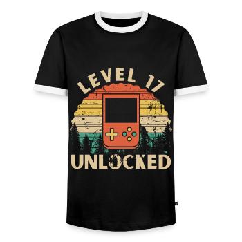 Level 17 Unlocked - T-shirt contrasté Homme - noir/blanc - Devant - AI Model Female 172 light (172cm) & AI Model Male 178 light (178cm)