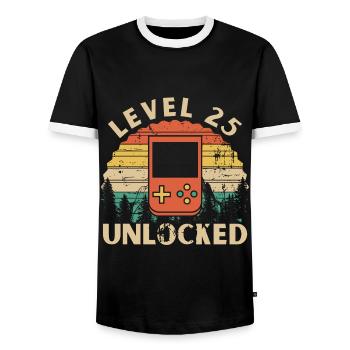Level 25 Unlocked - T-shirt contrasté Homme - noir/blanc - Devant - AI Model Female 172 light (172cm) & AI Model Male 178 light (178cm)