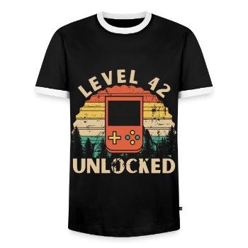 Level 42 Unlocked - T-shirt contrasté Homme - noir/blanc - Devant - AI Model Female 172 light (172cm) & AI Model Male 178 light (178cm)