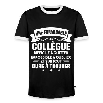 Une formidable collègue difficile - T-shirt contrasté Homme - noir/blanc - Devant - AI Model Female 172 light (172cm) & AI Model Male 178 light (178cm)