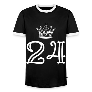24 Zahl Krone - Männer Kontrast-T-Shirt - Schwarz/Weiß - Vorne - AI Model Female 172 light (172cm) & AI Model Male 178 light (178cm)