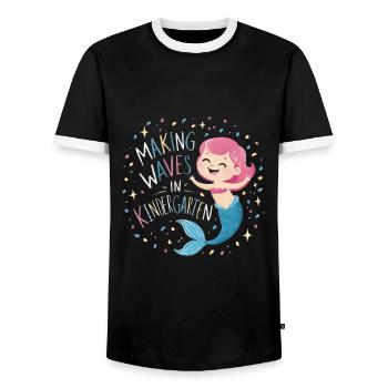 Making Waves In Kindergarten - Männer Kontrast-T-Shirt - Schwarz/Weiß - Vorne - AI Model Female 172 light (172cm) & AI Model Male 178 light (178cm)
