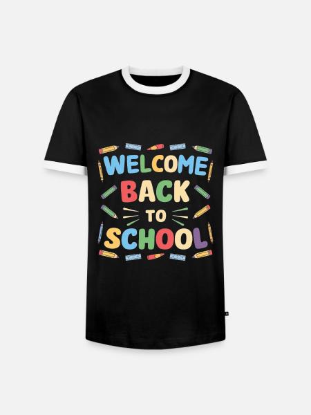 Welcome Back To School - Männer Kontrast-T-Shirt - Schwarz/Weiß