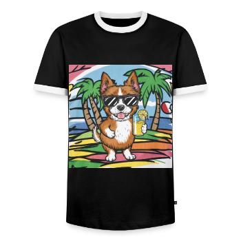 Lion with lemonade - Men's Ringer Shirt - black/white - Front - AI Model Female 172 light (172cm) & AI Model Male 178 light (178cm)