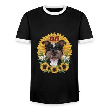 Cute cartoon design with Norfolk Terrier - Men's Ringer Shirt - black/white - Front - AI Model Female 172 light (172cm) & AI Model Male 178 light (178cm)