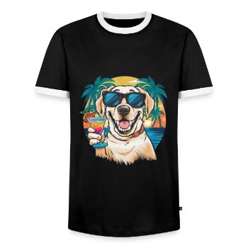Mignon Labrador Retriever - T-shirt contrasté Homme - noir/blanc - Devant - AI Model Female 172 light (172cm) & AI Model Male 178 light (178cm)