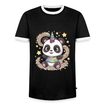 Niedliches Einhorn Panda - Männer Kontrast-T-Shirt - Schwarz/Weiß - Vorne - AI Model Female 172 light (172cm) & AI Model Male 178 light (178cm)