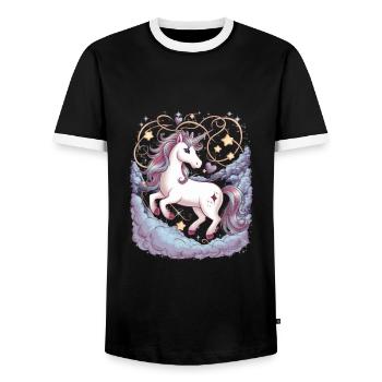 Magical and imaginative unicorn with stars - Men's Ringer Shirt - black/white - Front - AI Model Female 172 light (172cm) & AI Model Male 178 light (178cm)