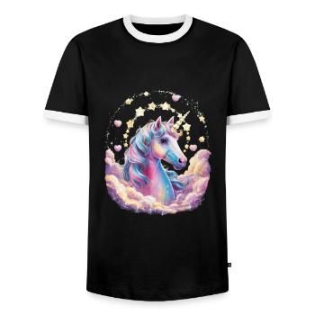Magical and imaginative unicorn with stars - Men's Ringer Shirt - black/white - Front - AI Model Female 172 light (172cm) & AI Model Male 178 light (178cm)