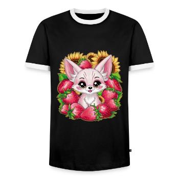 Fennec Desert Fox with Tulips and Lemons - Men's Ringer Shirt - black/white - Front - AI Model Female 172 light (172cm) & AI Model Male 178 light (178cm)