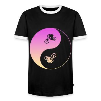 biken - Männer Kontrast-T-Shirt - Schwarz/Weiß - Vorne - AI Model Female 172 light (172cm) & AI Model Male 178 light (178cm)