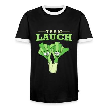 Team Lauch Veggie Vegan vegetarischer Humor - Männer Kontrast-T-Shirt - Schwarz/Weiß - Vorne - AI Model Female 172 light (172cm) & AI Model Male 178 light (178cm)