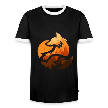 Fox animal design gifts - Men's Ringer Shirt - black/white - Front - AI Model Female 172 light (172cm) & AI Model Male 178 light (178cm)