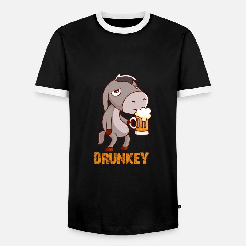 Drunkey witziger Esel mit Bier - Männer Kontrast-T-Shirt - Schwarz/Weiß