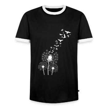 Pissenlits doux pissenlit avec oiseaux dames d'été - T-shirt contrasté Homme - noir/blanc - Devant - AI Model Female 172 light (172cm) & AI Model Male 178 light (178cm)