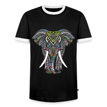 Elefant Mandala Tribal Ganesha Chakra Yoga Tattoo - Männer Kontrast-T-Shirt - Schwarz/Weiß - Vorne - AI Model Female 172 light (172cm) & AI Model Male 178 light (178cm)