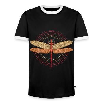 Libellules Insect Cercle Logo Vintage Retro - T-shirt contrasté Homme - noir/blanc - Devant - AI Model Female 172 light (172cm) & AI Model Male 178 light (178cm)