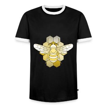 Abeille jaune sur abeille apiculteur - T-shirt contrasté Homme - noir/blanc - Devant - AI Model Female 172 light (172cm) & AI Model Male 178 light (178cm)