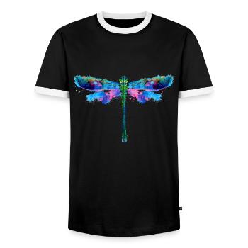 Dragonflies drawing insect art painting - Men's Ringer Shirt - black/white - Front - AI Model Female 172 light (172cm) & AI Model Male 178 light (178cm)