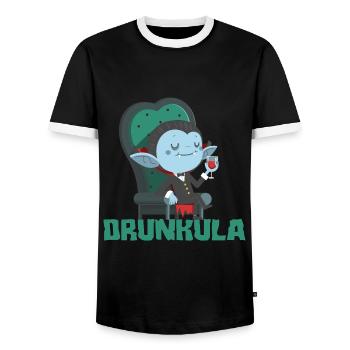 Drunkula vampire avec alcool vin bière boire amusant - T-shirt contrasté Homme - noir/blanc - Devant - AI Model Female 172 light (172cm) & AI Model Male 178 light (178cm)