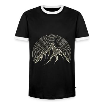 Abstrakte Berg Camping Illustration Geschenk - Männer Kontrast-T-Shirt - Schwarz/Weiß - Vorne - AI Model Female 172 light (172cm) & AI Model Male 178 light (178cm)